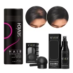 Komplett hajépítő készlet ritka hajhoz, hajhiány miatt, alopecia, SEVICH, por, hajlakk, applikátor, fekete, 25 g